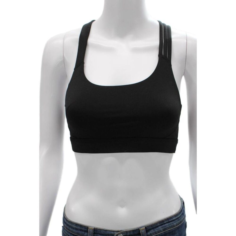 Athleta Women's Scoop Neck Strappy Back Sport Bra Black Size S